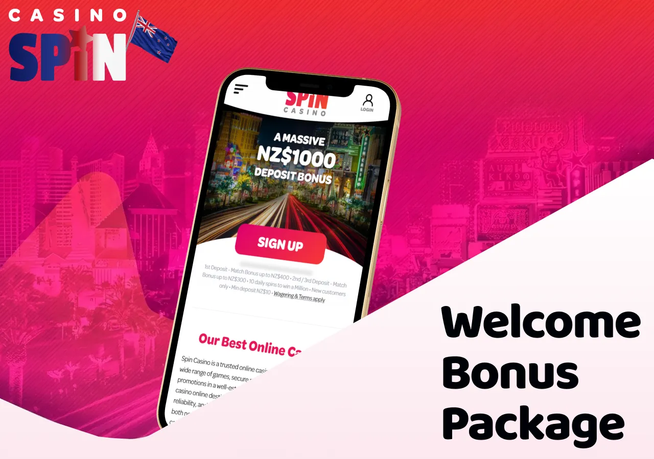 Spin Casino offers a welcome bonus package for new players.